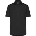 Camicia Mens  Shortsleeve Micro-Twill nero / S - personalizzabile con logo