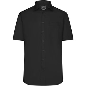 Camicia Mens  Shortsleeve Micro-Twill nero / S - personalizzabile con logo