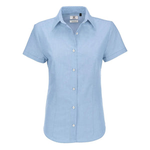 Camicia Oxford Manica Corta Donna blu / XS - personalizzabile con logo
