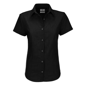 Camicia Oxford Manica Corta Donna nero / XS - personalizzabile con logo