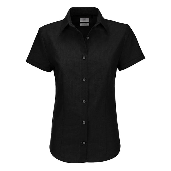 Camicia Oxford Manica Corta Donna nero / XS - personalizzabile con logo