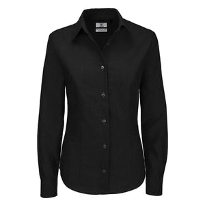 Camicia Oxford Manica Lunga Donna nero / XS - personalizzabile con logo