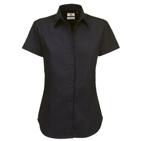 Camicia Sharp Manica Corta Donna nero / XS - personalizzabile con logo
