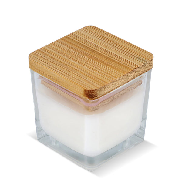 Candela a base di piante Chakra in barattolo di vetro Bianco - personalizzabile con logo