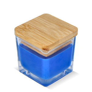 Candela a base di piante Chakra in barattolo di vetro Blu - personalizzabile con logo