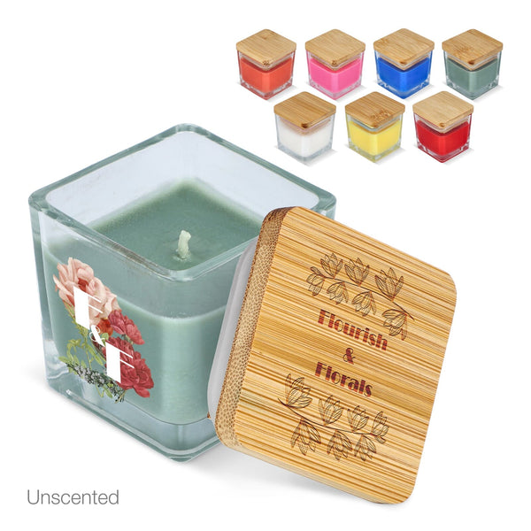 Candela a base di piante Chakra in barattolo di vetro - personalizzabile con logo