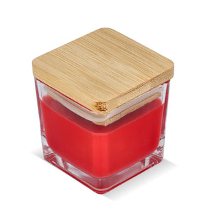 Candela a base di piante Chakra in barattolo di vetro Rosso - personalizzabile con logo