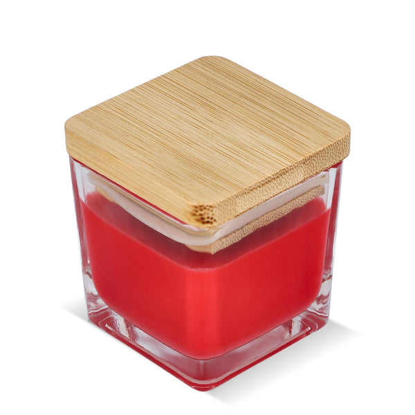 Candela a base di piante Chakra in barattolo di vetro Rosso - personalizzabile con logo