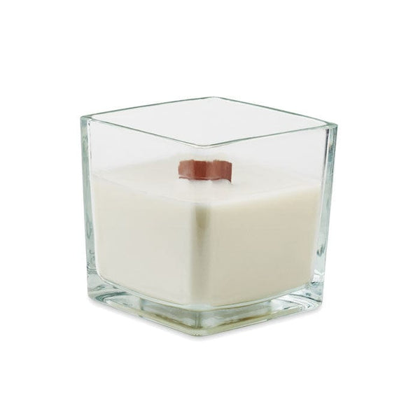 Candela in cera vegetale 600gr Trasparente - personalizzabile con logo