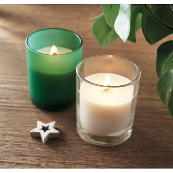 Candela in cera vegetale 80 gr - personalizzabile con logo