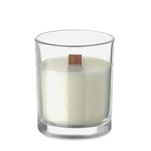 Candela in cera vegetale 80 gr Trasparente - personalizzabile con logo