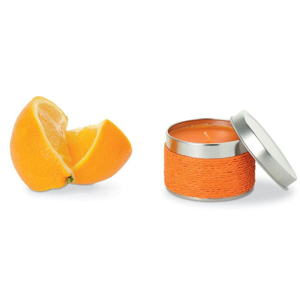 Candela profumata arancione - personalizzabile con logo