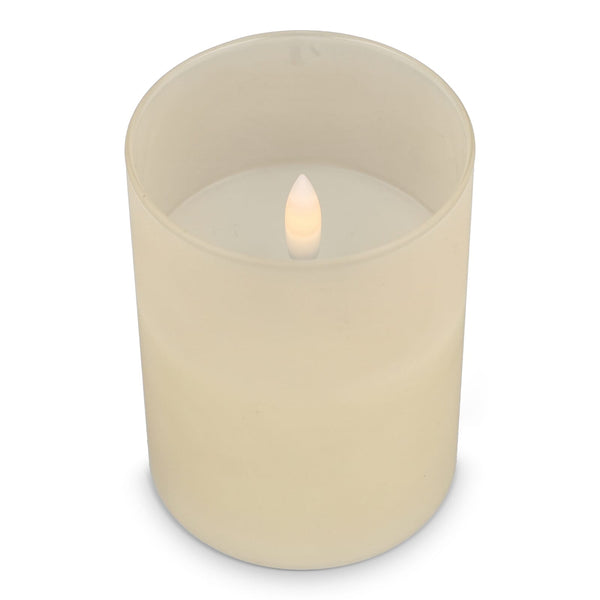 Candela ricaricabile a LED Nyelle in vetro Beige - personalizzabile con logo