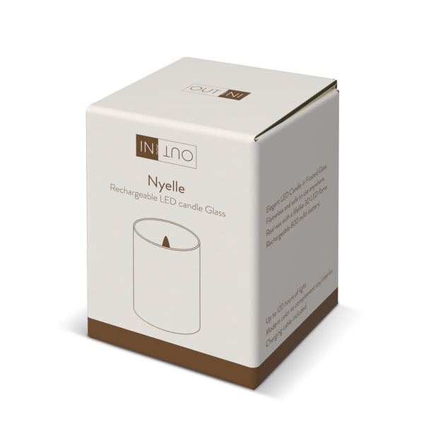 Candela ricaricabile a LED Nyelle in vetro - personalizzabile con logo