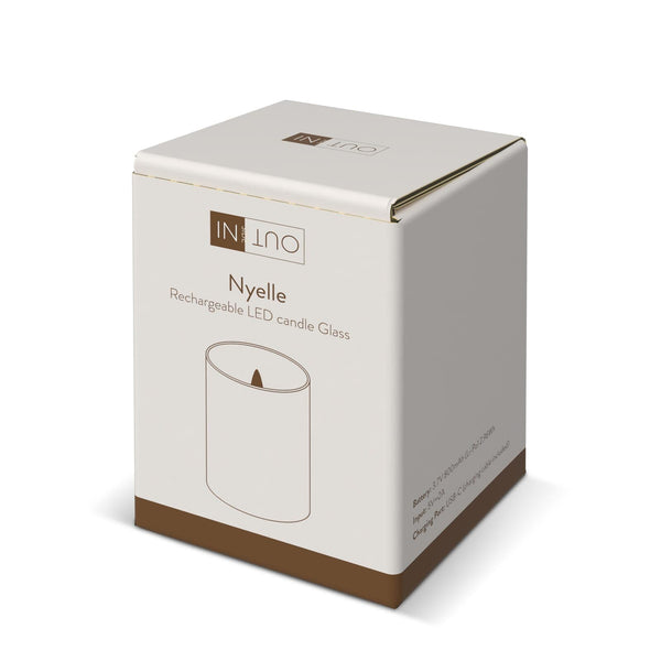 Candela ricaricabile a LED Nyelle in vetro - personalizzabile con logo