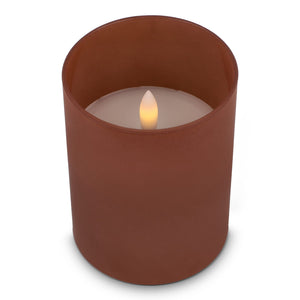Candela ricaricabile a LED Nyelle in vetro Marrone - personalizzabile con logo