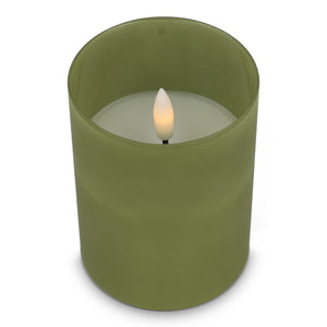 Candela ricaricabile a LED Nyelle in vetro verde calce - personalizzabile con logo
