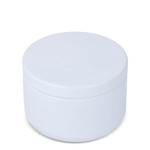 Candela vegetale non profumata in scatolina di latta riciclata Bianco - personalizzabile con logo