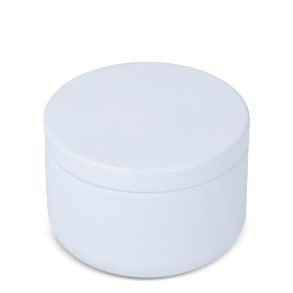 Candela vegetale non profumata in scatolina di latta riciclata Bianco - personalizzabile con logo