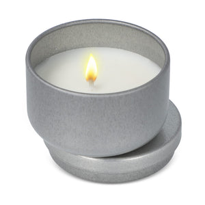 Candela vegetale non profumata in scatolina di latta riciclata - personalizzabile con logo