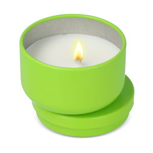 Candela vegetale non profumata in scatolina di latta riciclata - personalizzabile con logo