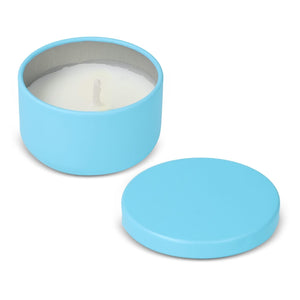 Candela vegetale non profumata in scatolina di latta riciclata - personalizzabile con logo