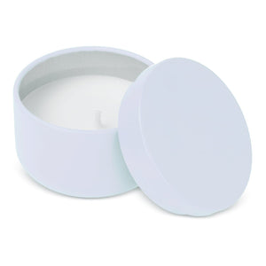 Candela vegetale non profumata in scatolina di latta riciclata - personalizzabile con logo