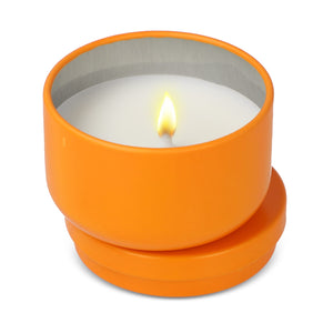 Candela vegetale non profumata in scatolina di latta riciclata - personalizzabile con logo