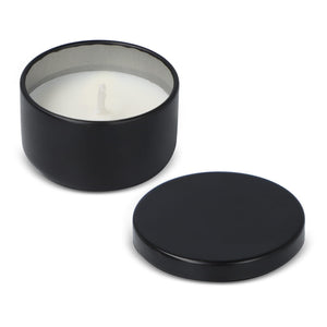 Candela vegetale non profumata in scatolina di latta riciclata - personalizzabile con logo