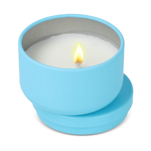 Candela vegetale non profumata in scatolina di latta riciclata - personalizzabile con logo