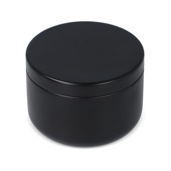 Candela vegetale non profumata in scatolina di latta riciclata Nero - personalizzabile con logo