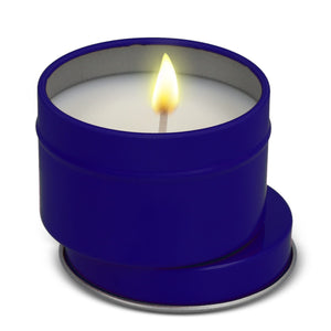 Candela vegetale profumata Dhyana in latta riciclata 5 cm - personalizzabile con logo