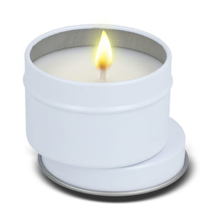 Candela vegetale profumata Dhyana in latta riciclata 5 cm - personalizzabile con logo