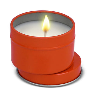 Candela vegetale profumata Dhyana in latta riciclata 5 cm - personalizzabile con logo