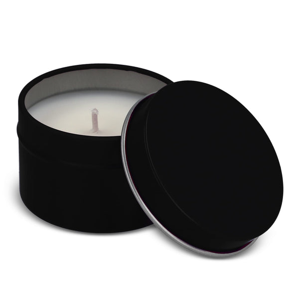 Candela vegetale profumata Dhyana in latta riciclata 5 cm - personalizzabile con logo