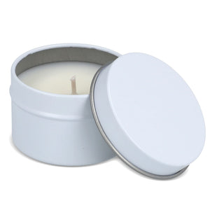 Candela vegetale profumata Dhyana in latta riciclata 5 cm - personalizzabile con logo