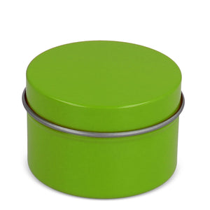 Candela vegetale profumata Dhyana in latta riciclata 5 cm verde - personalizzabile con logo