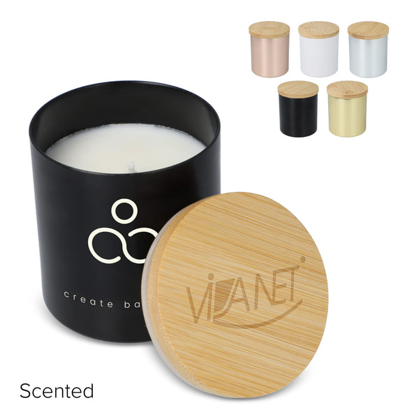 Candela vegetale profumata in alluminio riciclato - personalizzabile con logo