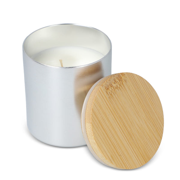 Candela vegetale profumata in alluminio riciclato - personalizzabile con logo