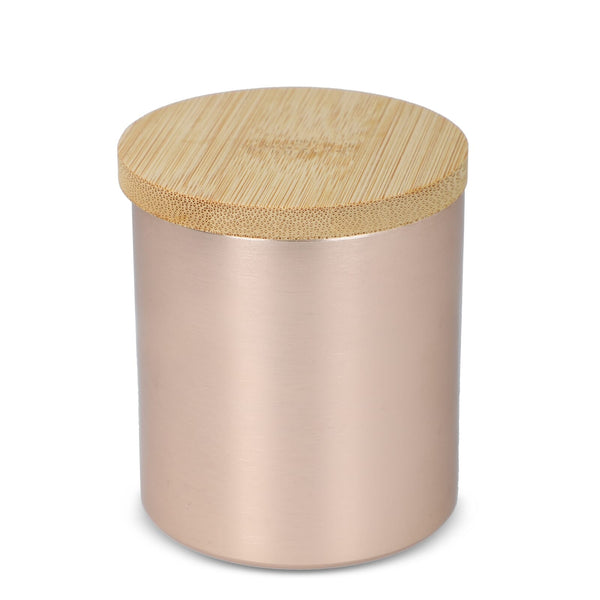 Candela vegetale profumata in alluminio riciclato rosa - personalizzabile con logo