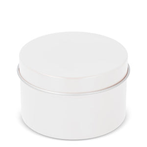 Candela vegetale profumata Kirtan in contenitore di latta riciclata 6 cm Bianco - personalizzabile con logo