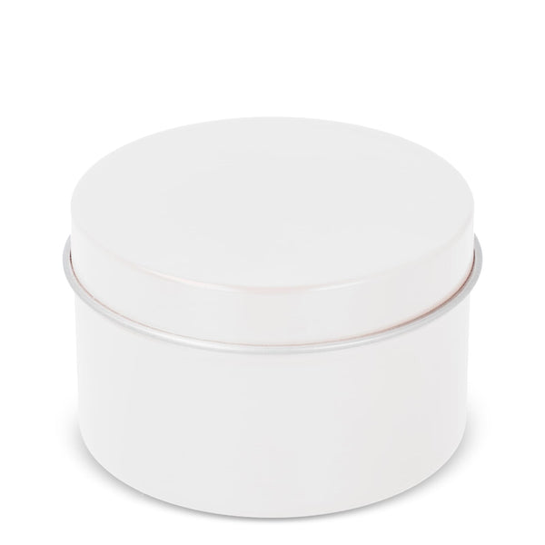Candela vegetale profumata Kirtan in contenitore di latta riciclata 6 cm Bianco - personalizzabile con logo