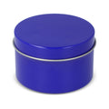 Candela vegetale profumata Kirtan in contenitore di latta riciclata 6 cm Blu - personalizzabile con logo
