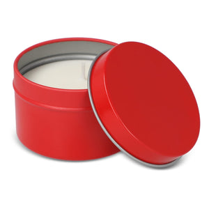 Candela vegetale profumata Kirtan in contenitore di latta riciclata 6 cm - personalizzabile con logo