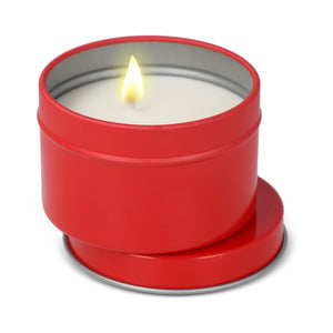 Candela vegetale profumata Kirtan in contenitore di latta riciclata 6 cm - personalizzabile con logo