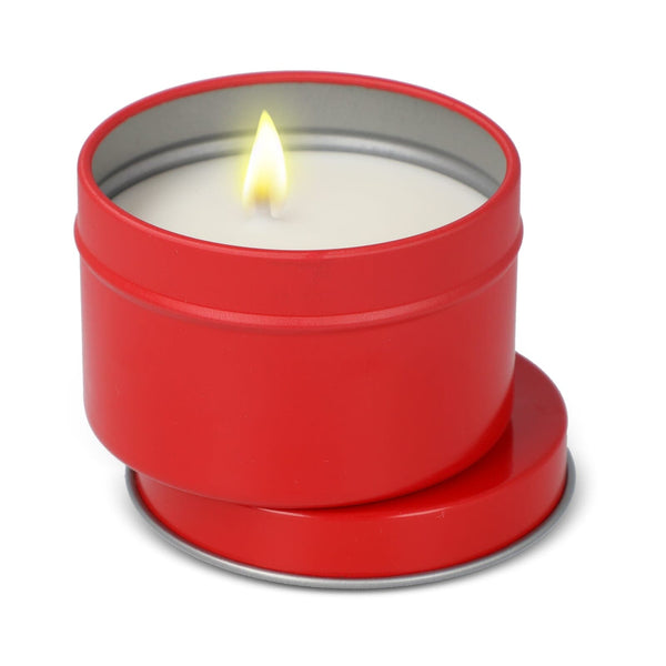 Candela vegetale profumata Kirtan in contenitore di latta riciclata 6 cm - personalizzabile con logo