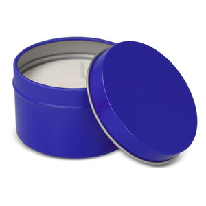 Candela vegetale profumata Kirtan in contenitore di latta riciclata 6 cm - personalizzabile con logo