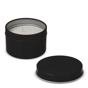 Candela vegetale profumata Kirtan in contenitore di latta riciclata 6 cm - personalizzabile con logo
