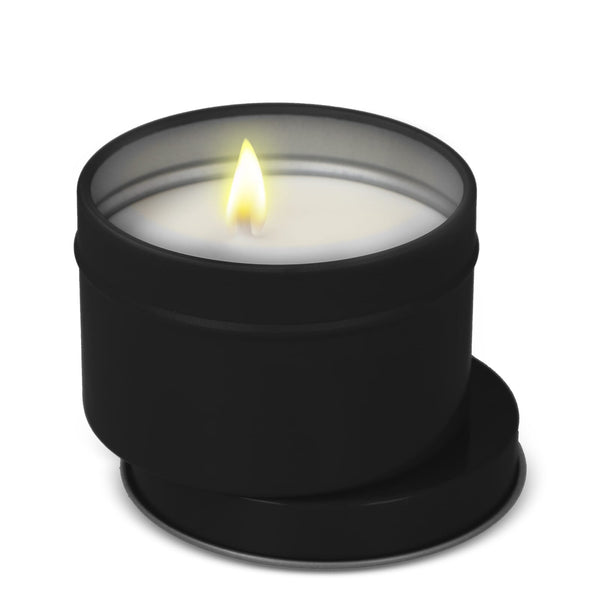 Candela vegetale profumata Kirtan in contenitore di latta riciclata 6 cm - personalizzabile con logo