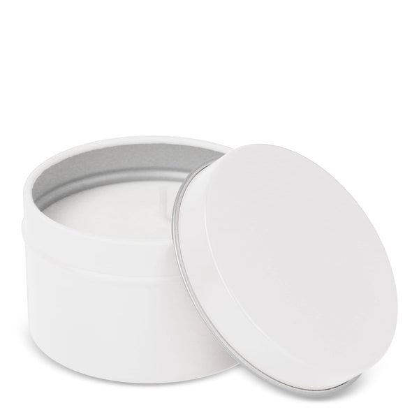 Candela vegetale profumata Kirtan in contenitore di latta riciclata 6 cm - personalizzabile con logo